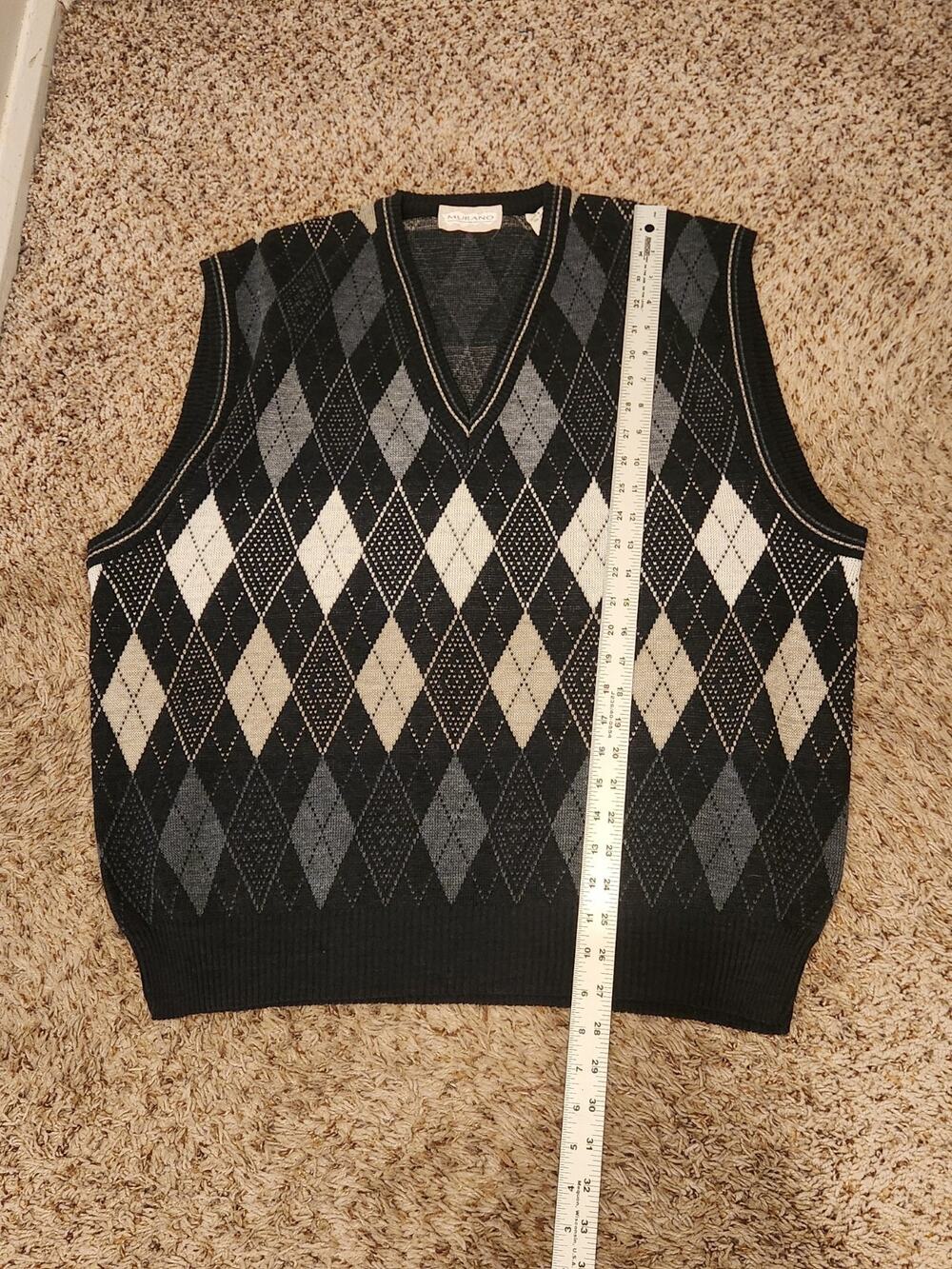 Vintage Murano Sweater Vest Size Large Men’s Made In Italy Black White